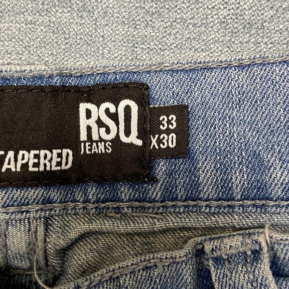 RSQ Seattle Skinny Tapered Jeans Mens 33x30 Blue Denim Cotton Stretch Distressed - Picture 10 of 16